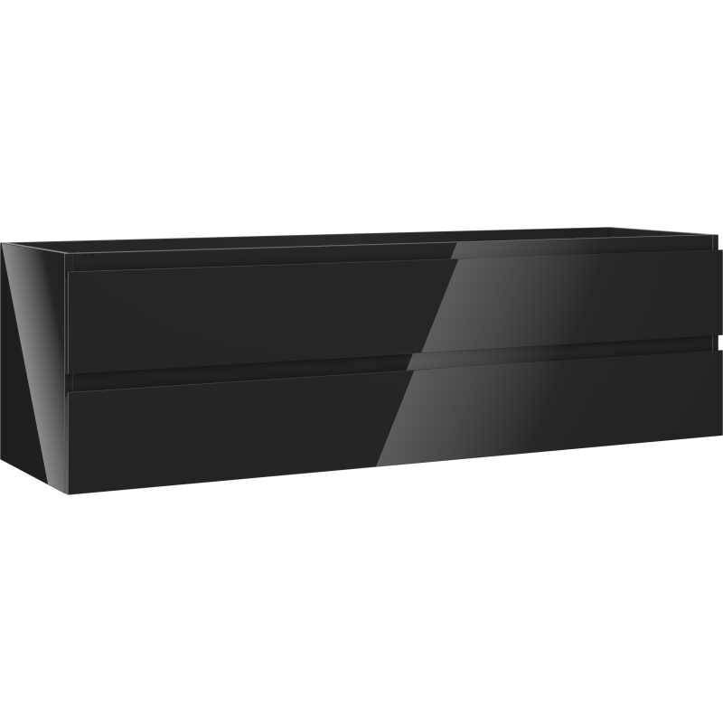 Meuble de salle de bains sous lavabo Mexen Orio 160 cm, 2 tiroirs, noir brillant - 91A10-16047-2-BFF70
