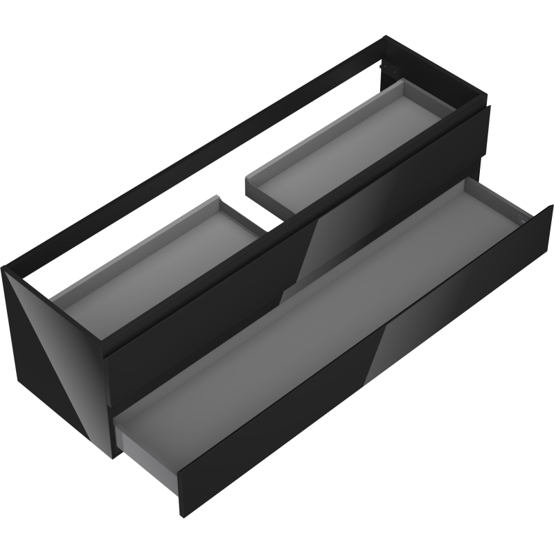 Mexen Orio meuble de salle de bain sous-lavabo 160 cm, 2 tiroirs, noir brillant - 91A10-16047-2-BFF70