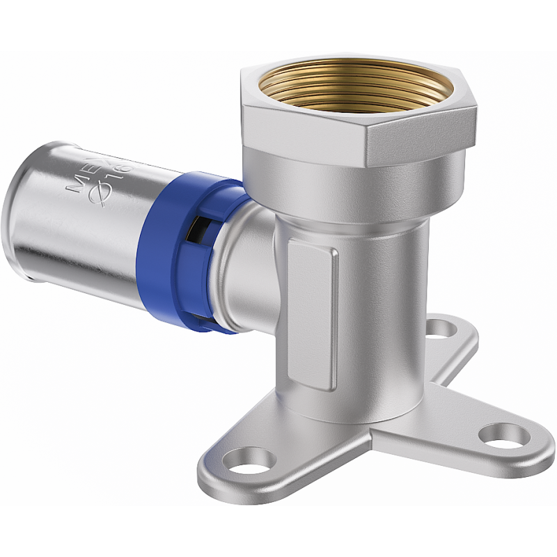 Mexen PEX-P coude à compression mural avec patte, sertissable PEX 16 x 1/2 GW - W97128-1612F-00