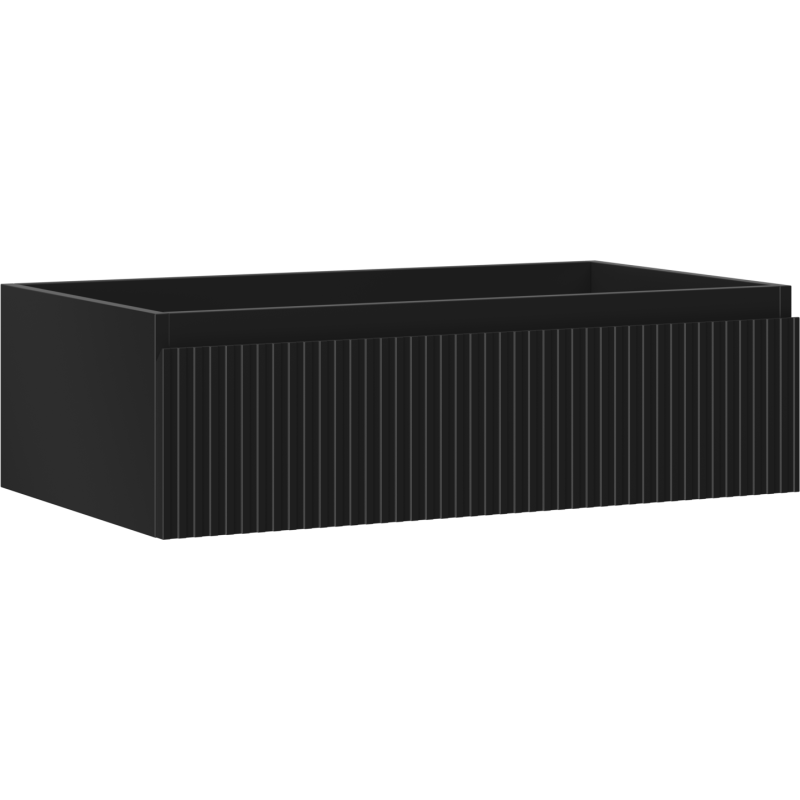 Mexen Rivel meuble sous-vasque de salle de bain 80 cm, 1 tiroir, rainuré, noir mat - 91A20-08023-1-BF71