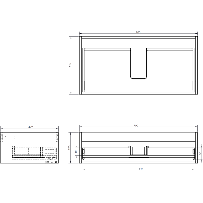 Mexen Rivel meuble de salle de bain sous-vasque 90 cm, 1 tiroir, cannelé, blanc mat - 91A20-09023-1-BF01