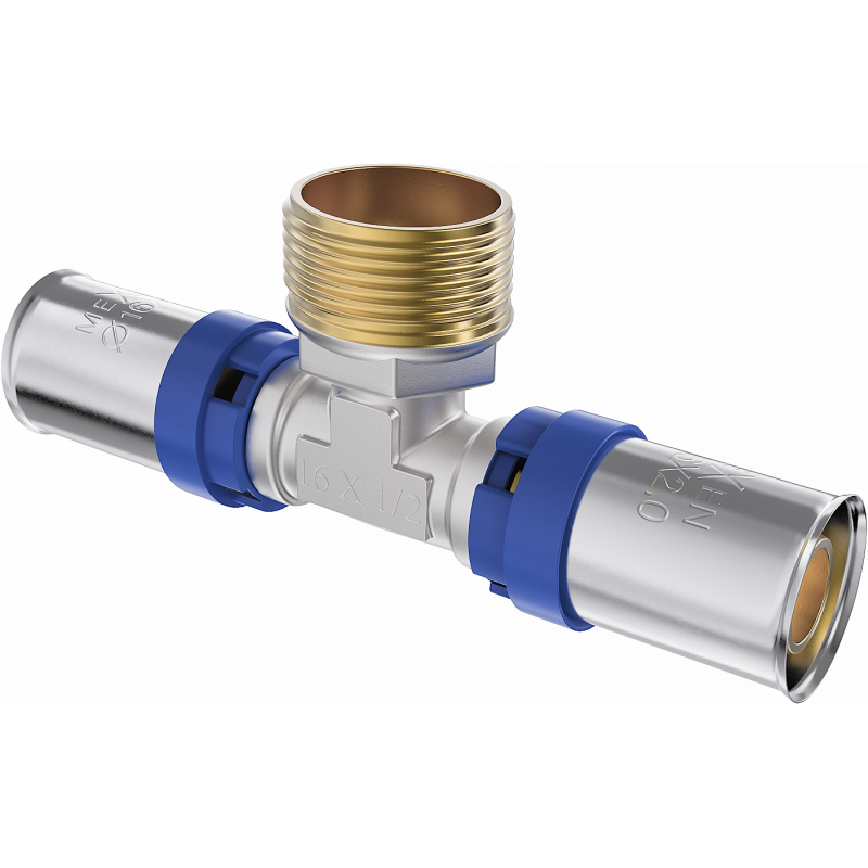 Mexen PEX-P té à sertir, pressé PEX 32 x 3/4 Mâle x 32 - W97133-3234M32-00