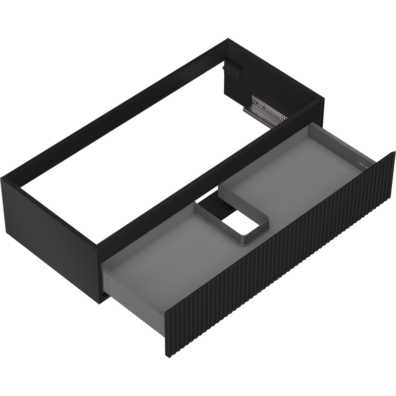 Mexen Rivel meuble de salle de bains sous lavabo 100 cm, 1 tiroir, rainuré, noir mat - 91A20-10023-1-BF71