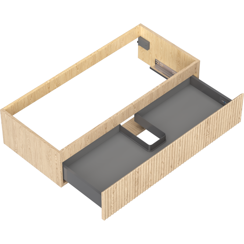 Mexen Rivel armoire de salle de bain sous lavabo 100 cm, 1 tiroir, rainuré, chêne - 91A20-10023-1-BF81
