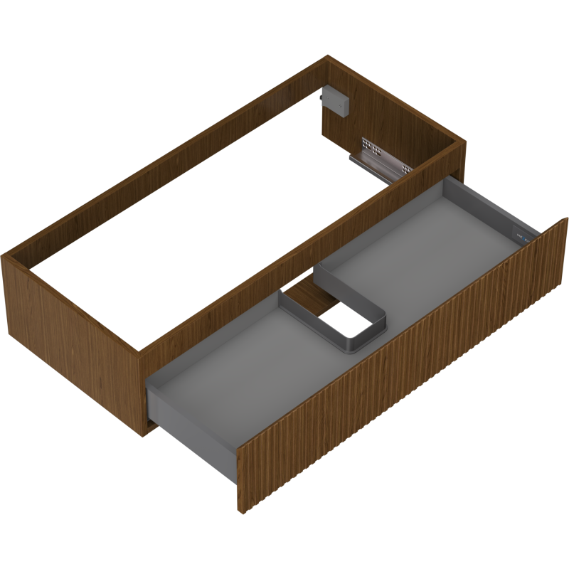 Mexen Rivel meuble de salle de bain sous lavabo 100 cm, 1 tiroir, rainuré, noyer - 91A20-10023-1-BF86