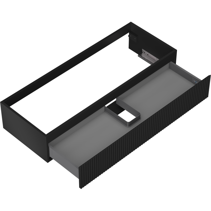 Mexen Rivel meuble de salle de bain sous lavabo 120 cm, 1 tiroir, rainuré, noir mat - 91A20-12023-1-BF71