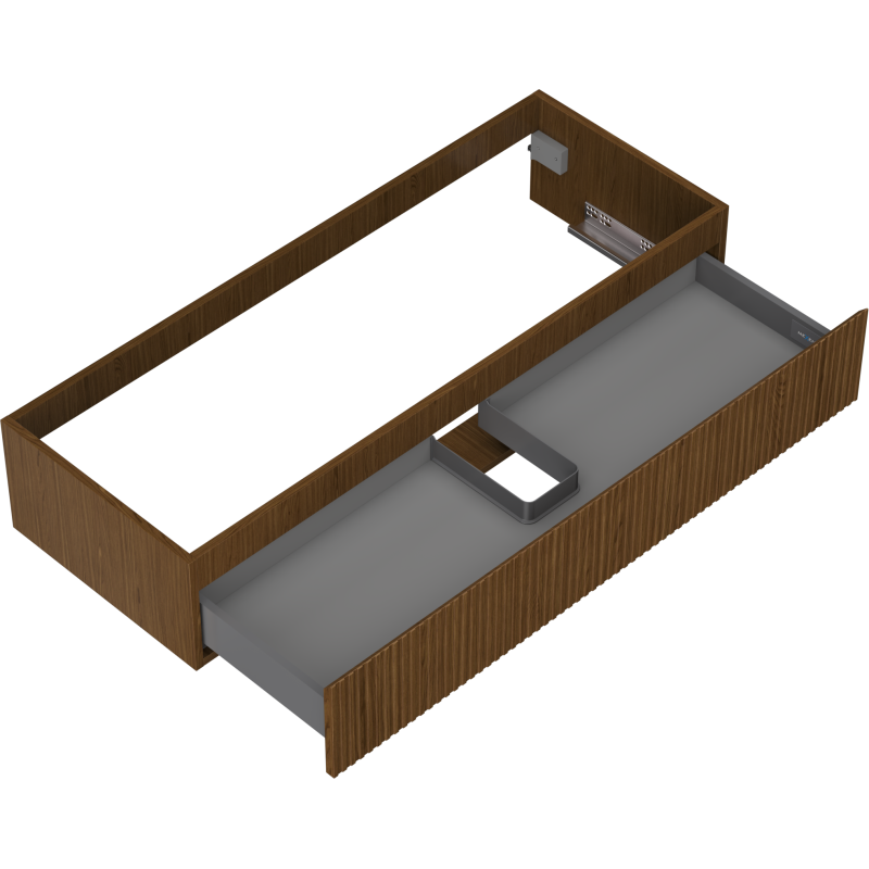 Mexen Rivel armoire de salle de bain sous lavabo 120 cm, 1 tiroir, cannelé, noyer - 91A20-12023-1-BF86