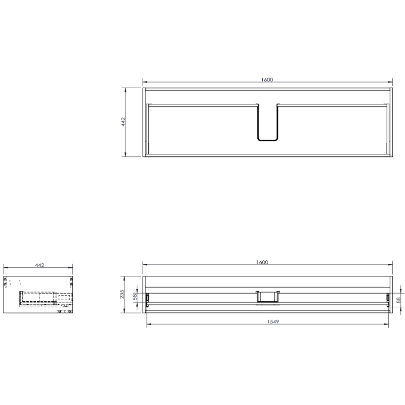 Mexen Rivel meuble de salle de bain sous lavabo 160 cm, 1 tiroir, rainuré, blanc mat - 91A20-16023-1-BF01