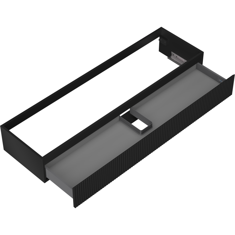 Mexen Rivel armoire de salle de bain sous lavabo 160 cm, 1 tiroir, rainurée, noir mat - 91A20-16023-1-BF71