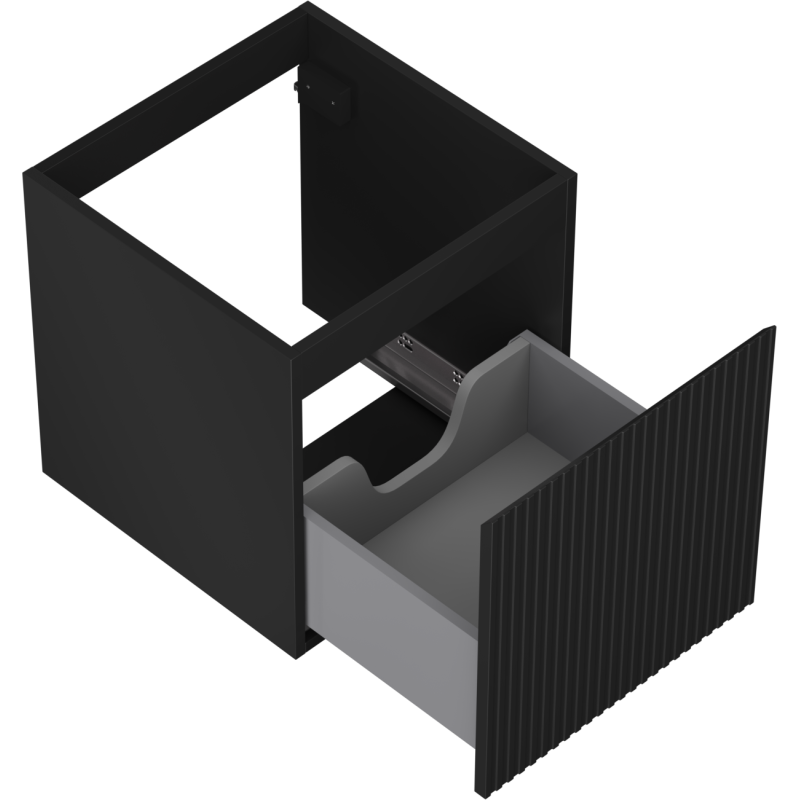 Mexen Rivel meuble de salle de bain sous lavabo 45 cm, 1 tiroir, rainuré, noir mat - 91A20-04547-1-BF71