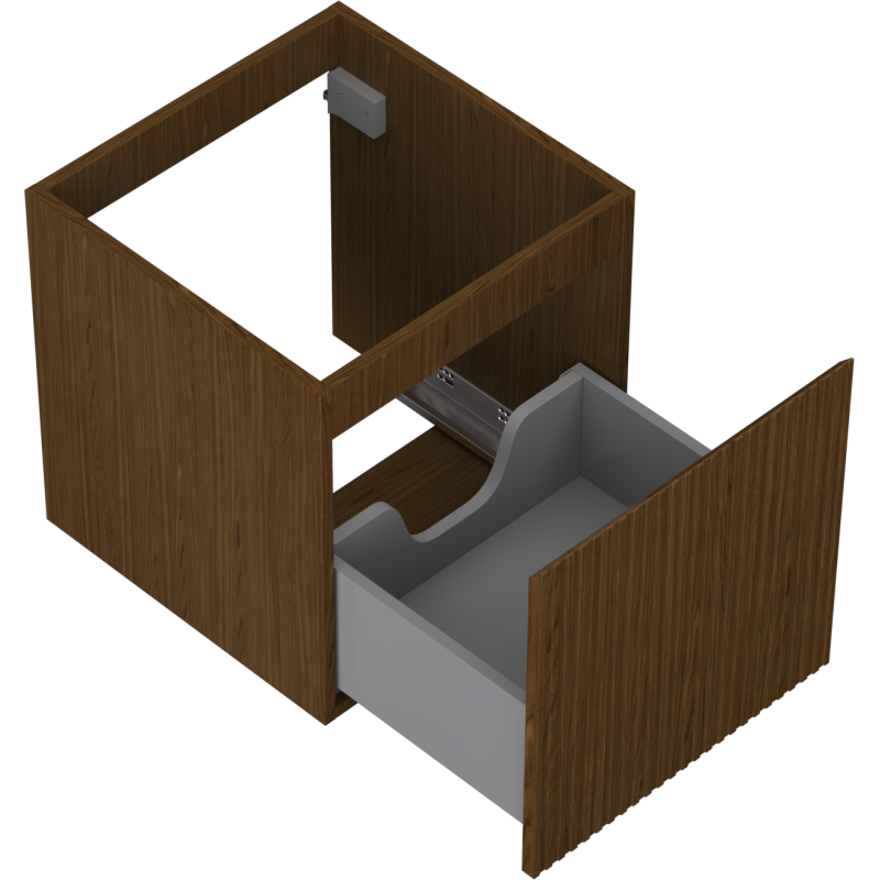 Mexen Rivel meuble de salle de bain sous-vasque 45 cm, 1 tiroir, cannelé, noyer - 91A20-04547-1-BF86