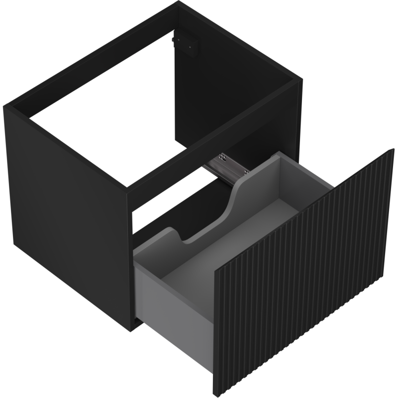 Mexen Rivel meuble lavabo 60 cm, 1 tiroir, rainuré, noir mat - 91A20-06047-1-BF71