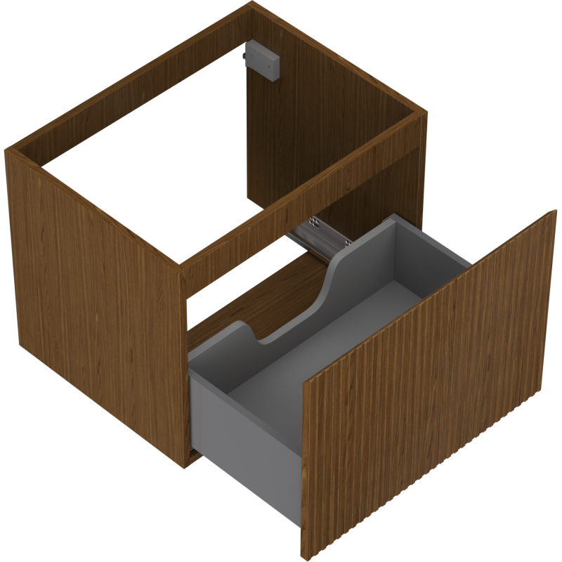 Mexen Rivel meuble de salle de bains sous lavabo 60 cm, 1 tiroir, rainuré, noyer - 91A20-06047-1-BF86