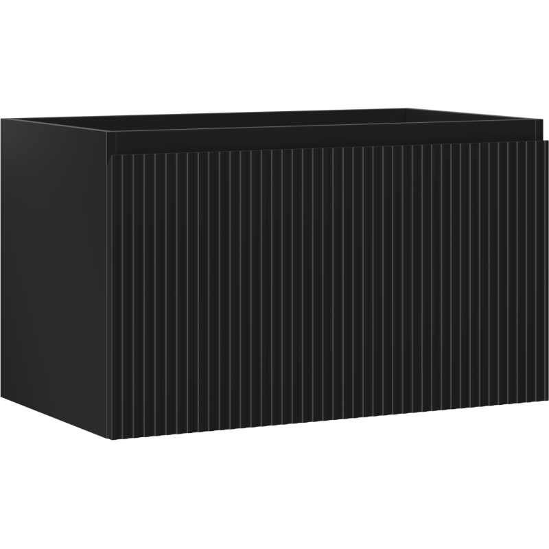 Mexen Rivel meuble de salle de bains sous-vasque 80 cm, 1 tiroir, rainuré, noir mat - 91A20-08047-1-BF71