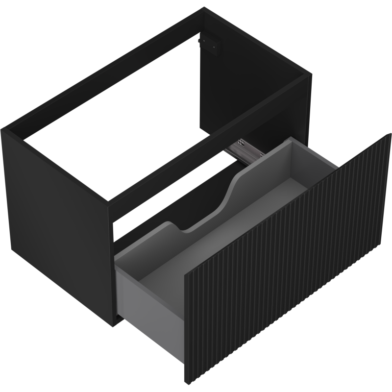 Mexen Rivel meuble de salle de bains sous-vasque 80 cm, 1 tiroir, rainuré, noir mat - 91A20-08047-1-BF71