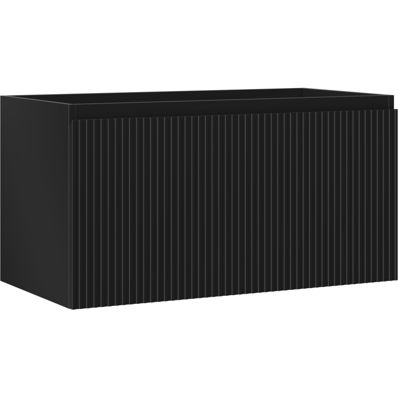 Mexen Rivel meuble de salle de bains sous lavabo 90 cm, 1 tiroir, cannelé, noir mat - 91A20-09047-1-BF71