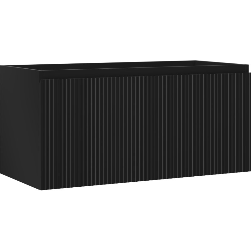Mexen Rivel meuble de salle de bain sous-vasque 100 cm, 1 tiroir, rainuré, noir mat - 91A20-10047-1-BF71