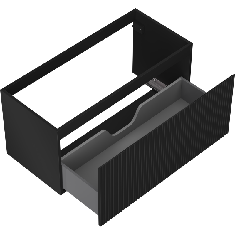 Mexen Rivel meuble de salle de bain sous lavabo 100 cm, 1 tiroir, rainuré, noir mat - 91A20-10047-1-BF71