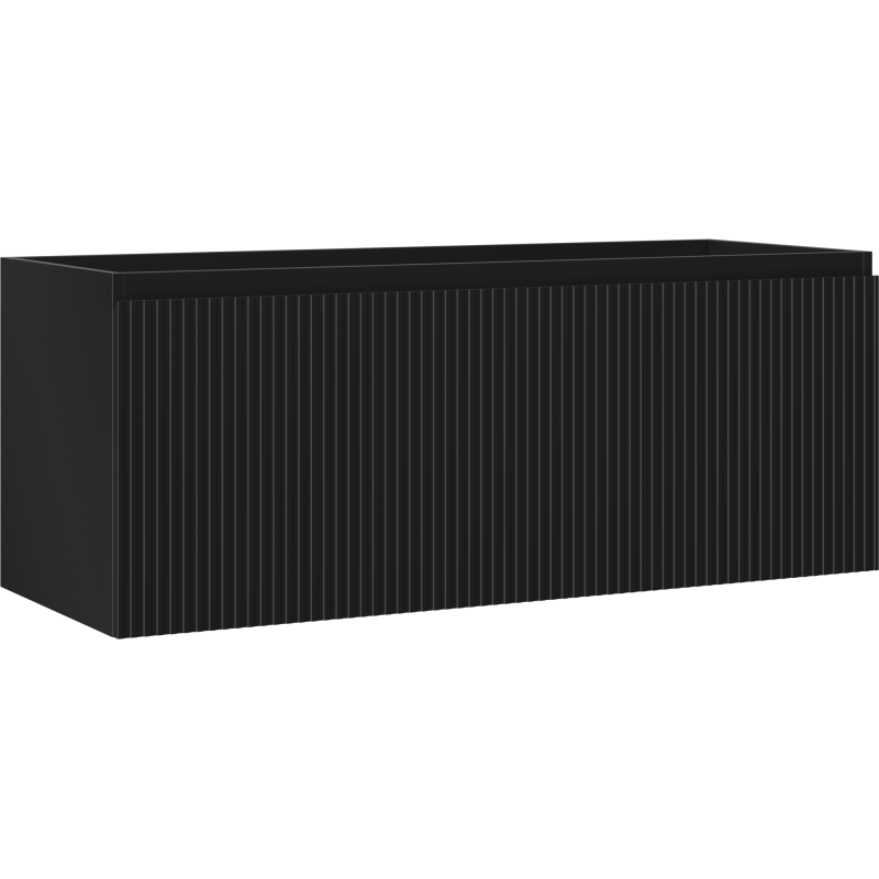 Mexen Rivel meuble sous-vasque de salle de bain 120 cm, 1 tiroir, rainuré, noir mat - 91A20-12047-1-BF71