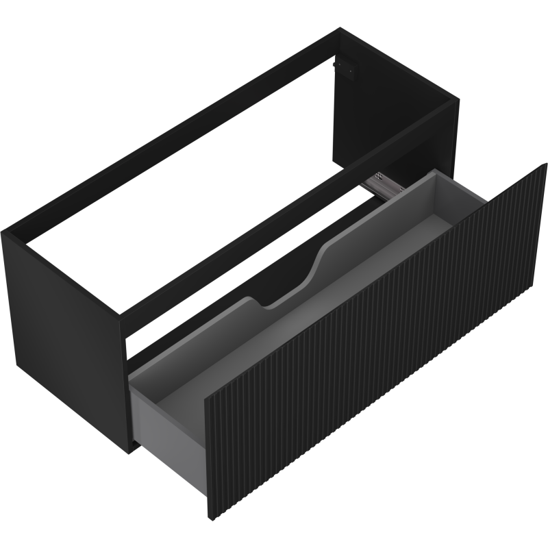 Mexen Rivel meuble sous-vasque de salle de bain 120 cm, 1 tiroir, rainuré, noir mat - 91A20-12047-1-BF71