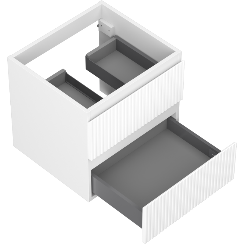 Mexen Rivel meuble de salle de bain sous-vasque 50 cm, 2 tiroirs, rainuré, blanc mat - 91A20-05047-2-BFF01