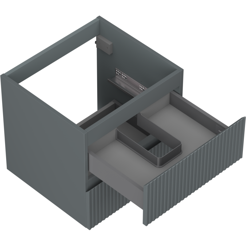 Mexen Rivel meuble de salle de bains sous lavabo 50 cm, 2 tiroirs, rainuré, graphite mat - 91A20-05047-2-BFF66