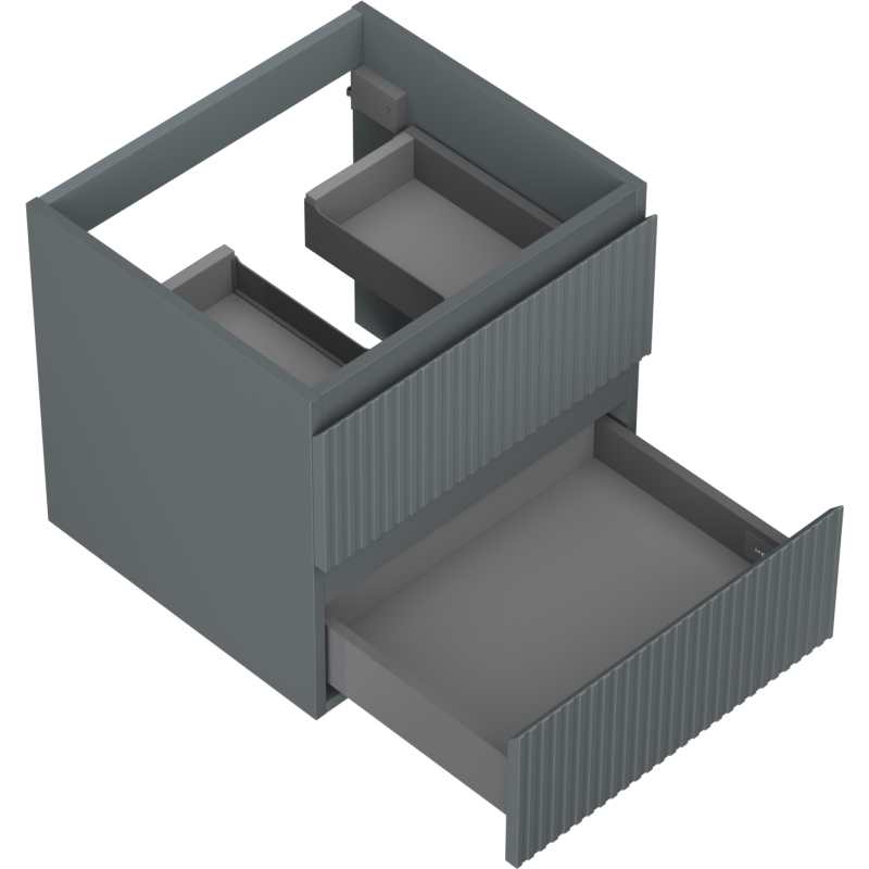 Mexen Rivel meuble de salle de bains sous lavabo 50 cm, 2 tiroirs, rainuré, graphite mat - 91A20-05047-2-BFF66