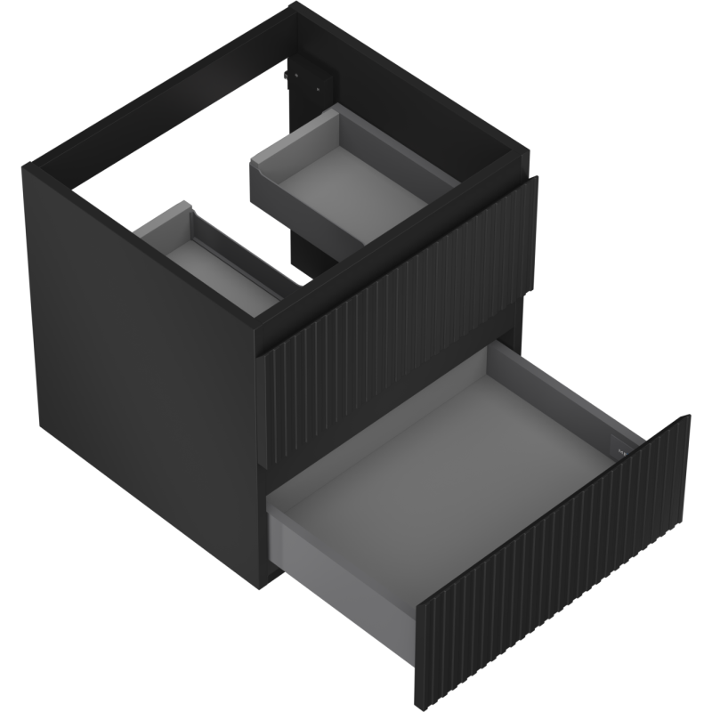 Mexen Rivel armoire de salle de bain sous lavabo 50 cm, 2 tiroirs, rainurée, noir mat - 91A20-05047-2-BFF71