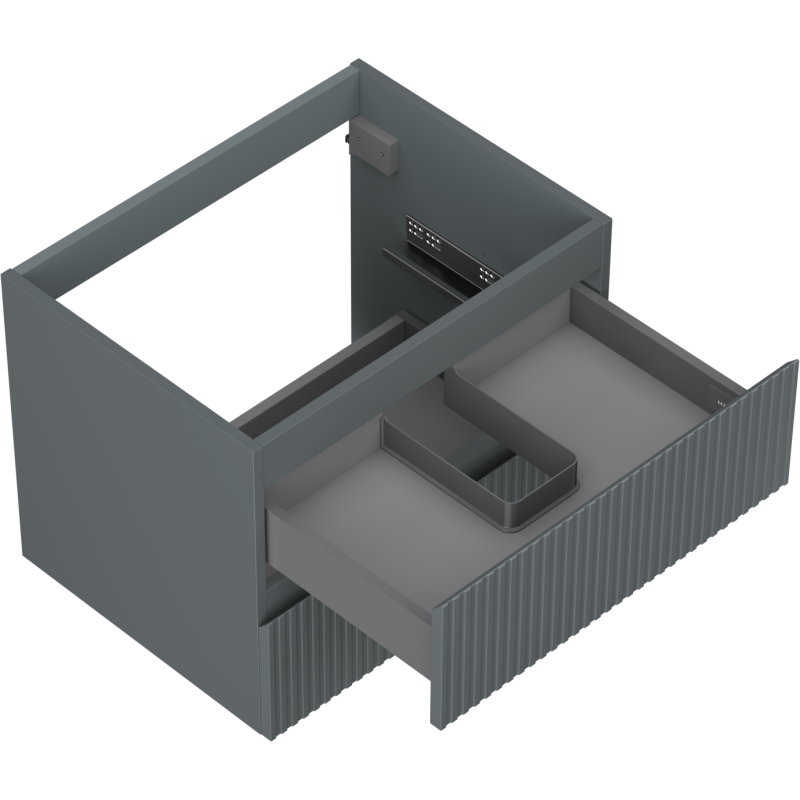 Mexen Rivel meuble de salle de bain sous lavabo 60 cm, 2 tiroirs, rainuré, graphite mat - 91A20-06047-2-BFF66