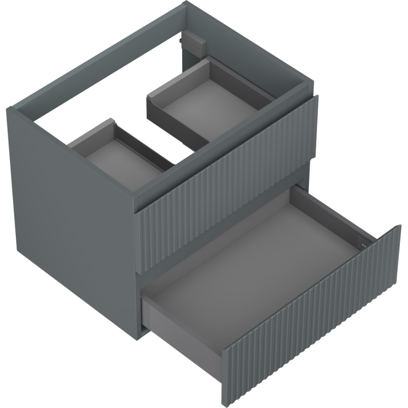 Mexen Rivel meuble de salle de bain sous lavabo 60 cm, 2 tiroirs, rainuré, graphite mat - 91A20-06047-2-BFF66