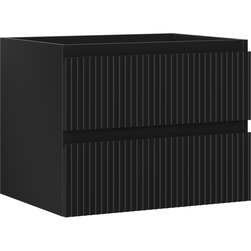 Mexen Rivel meuble de salle de bain sous lavabo 60 cm, 2 tiroirs, rainuré, noir mat - 91A20-06047-2-BFF71