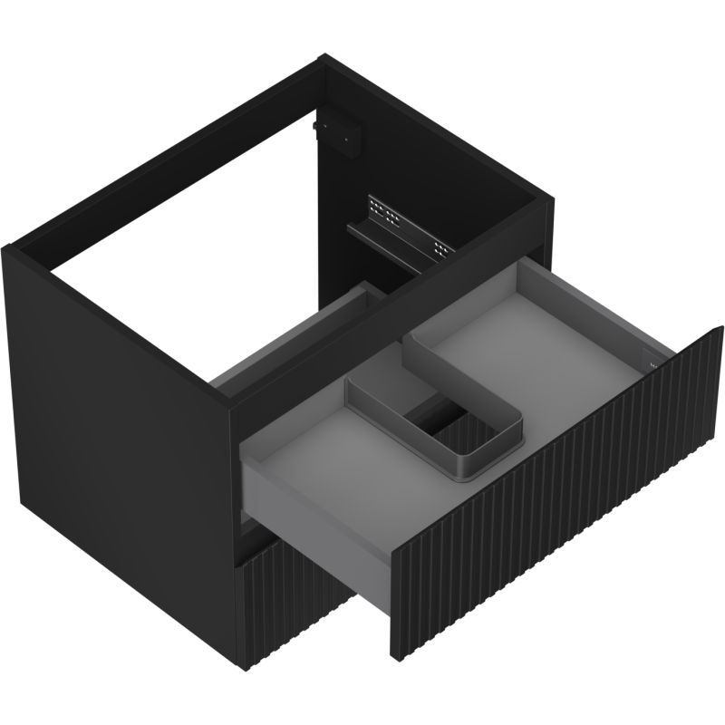 Mexen Rivel meuble de salle de bain sous lavabo 60 cm, 2 tiroirs, rainuré, noir mat - 91A20-06047-2-BFF71