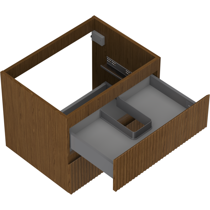 Mexen Rivel armoire de salle de bain sous lavabo 60 cm, 2 tiroirs, rainurée, noyer - 91A20-06047-2-BFF86