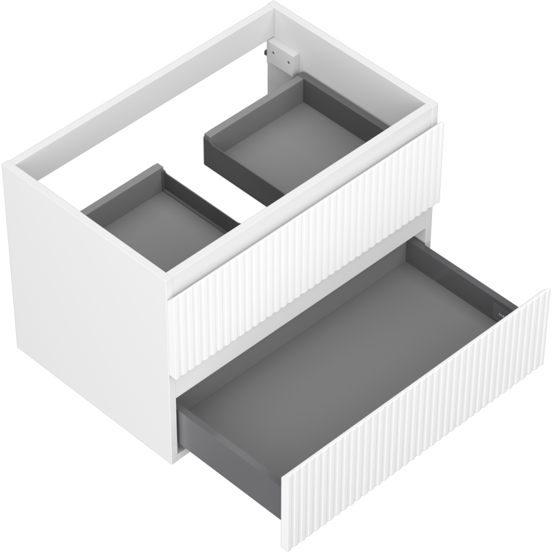 Mexen Rivel meuble de salle de bain sous lavabo 70 cm, 2 tiroirs, rainuré, blanc mat - 91A20-07047-2-BFF01