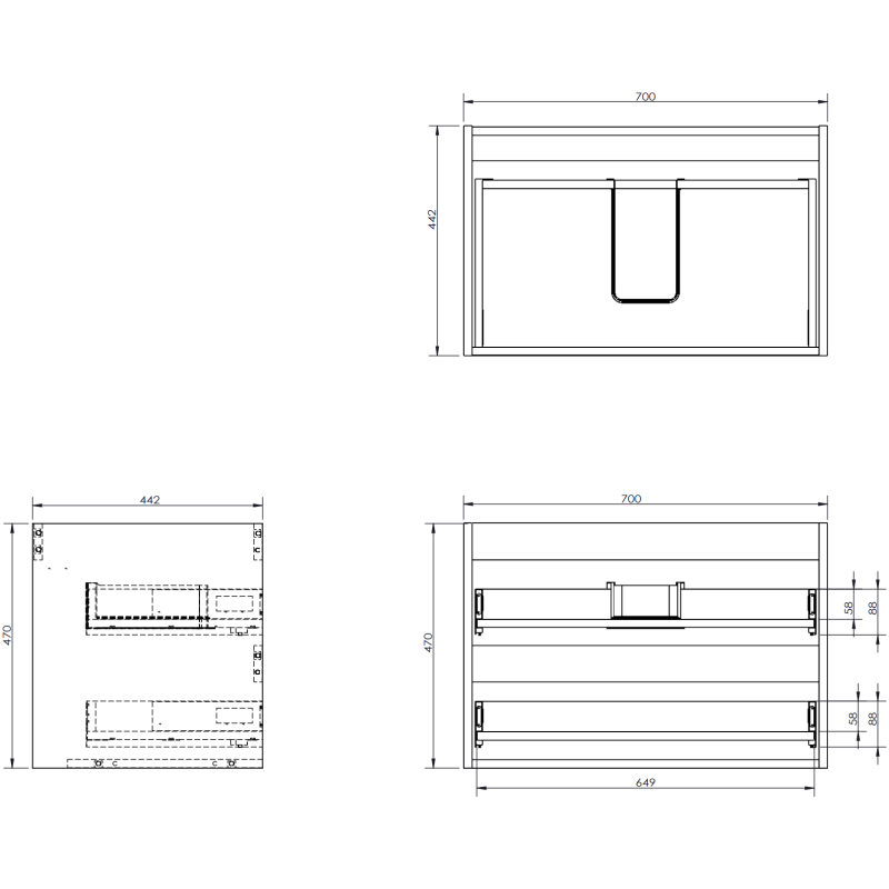 Mexen Rivel meuble de salle de bain sous lavabo 70 cm, 2 tiroirs, rainuré, blanc mat - 91A20-07047-2-BFF01