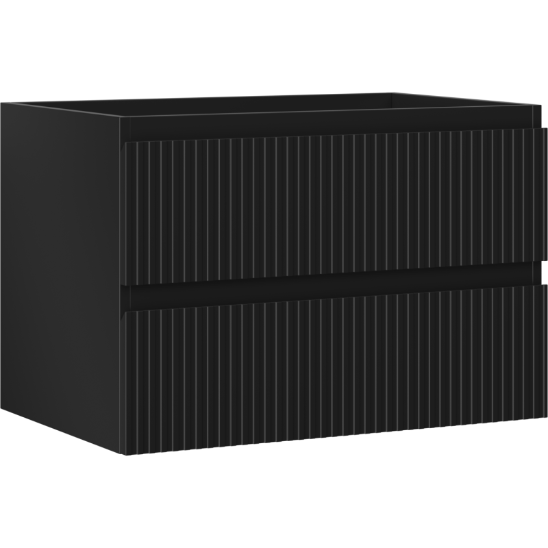 Mexen Rivel meuble de salle de bains sous-vasque 70 cm, 2 tiroirs, rainuré, noir mat - 91A20-07047-2-BFF71