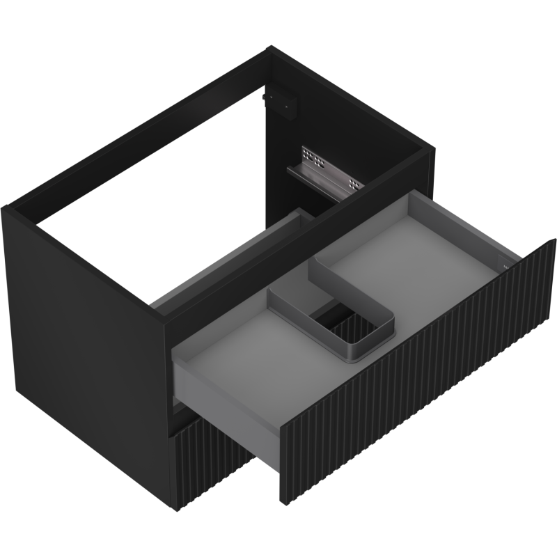 Mexen Rivel meuble de salle de bain sous lavabo 70 cm, 2 tiroirs, rainuré, noir mat - 91A20-07047-2-BFF71
