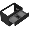 Mexen Rivel meuble de salle de bain sous lavabo 70 cm, 2 tiroirs, rainuré, noir mat - 91A20-07047-2-BFF71
