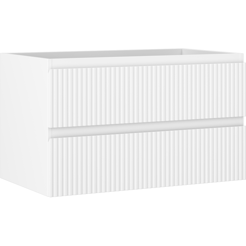 Mexen Rivel meuble de salle de bain sous-lavabo 80 cm, 2 tiroirs, cannelé, blanc mat - 91A20-08047-2-BFF01