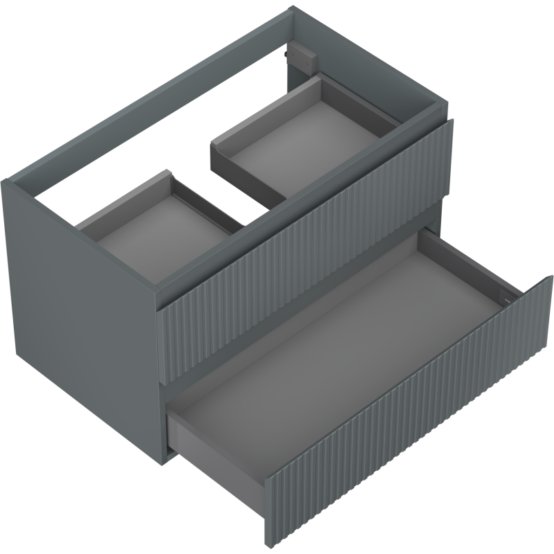 Mexen Rivel meuble sous-lavabo 80 cm, 2 tiroirs, rainuré, graphite mat - 91A20-08047-2-BFF66