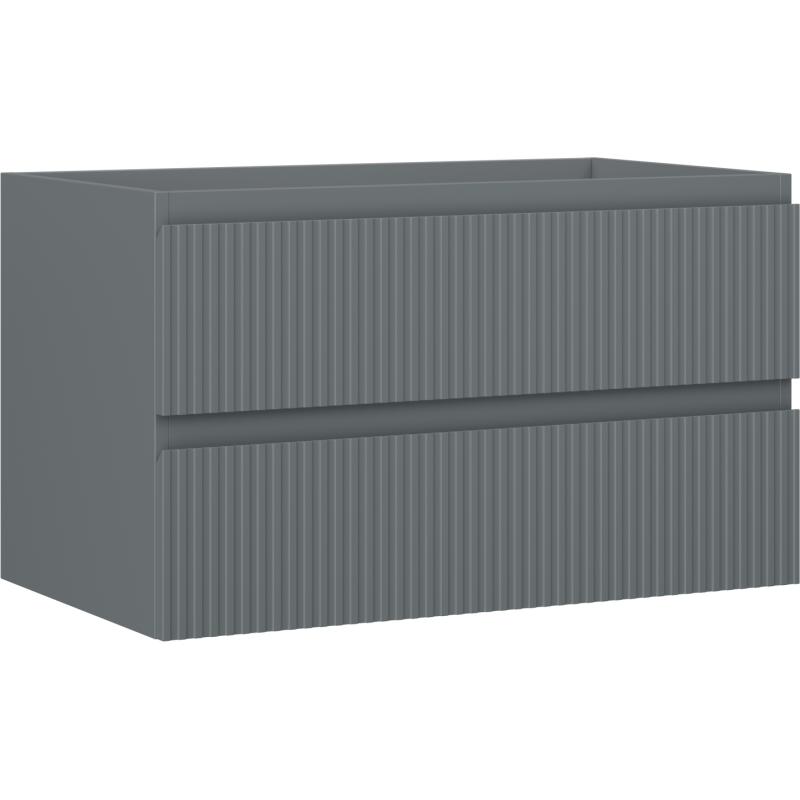 Mexen Rivel meuble de salle de bain sous-lavabo 80 cm, 2 tiroirs, rainuré, graphite mat - 91A20-08047-2-BFF66