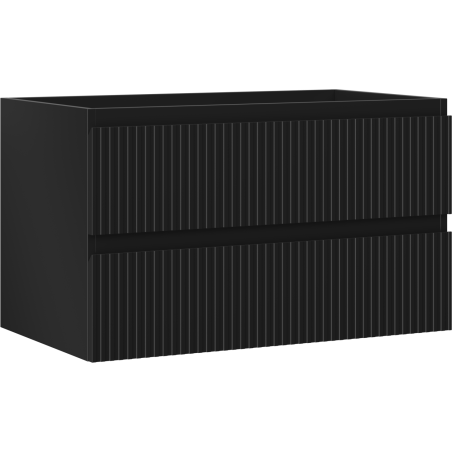 Mexen Rivel armoire de salle de bain sous-vasque 80 cm, 2 tiroirs, rainurée, noir mat - 91A20-08047-2-BFF71