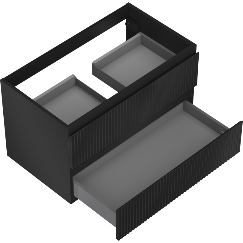 Mexen Rivel armoire de salle de bain sous-vasque 80 cm, 2 tiroirs, rainurée, noir mat - 91A20-08047-2-BFF71