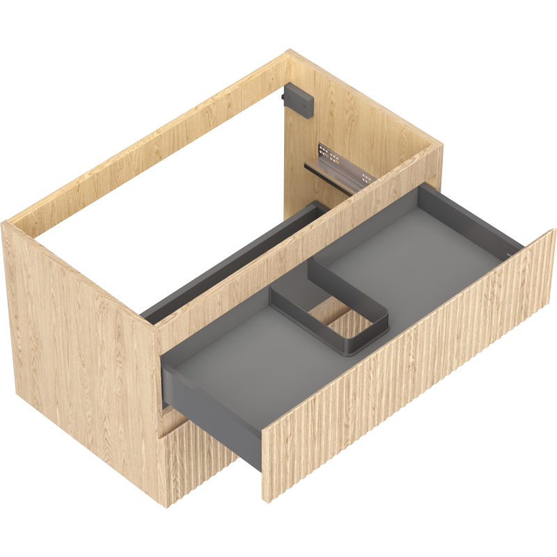 Mexen Rivel meuble de salle de bain sous lavabo 80 cm, 2 tiroirs, rainuré, chêne - 91A20-08047-2-BFF81