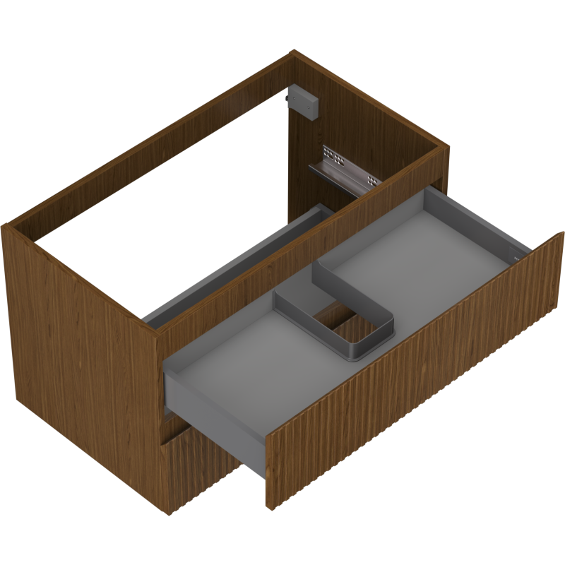 Mexen Rivel meuble de salle de bain sous lavabo 80 cm, 2 tiroirs, rainuré, noix - 91A20-08047-2-BFF86