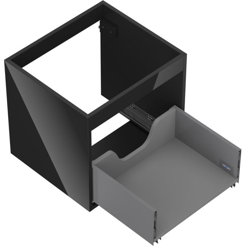 Mexen Box-A corps de meuble sous-lavabo 50 cm, 1 tiroir, noir brillant - 91AX0-0500-470-1-70