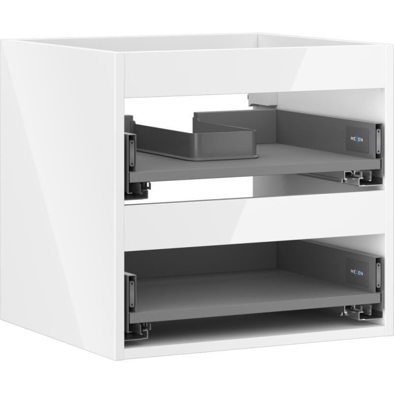 Mexen Box-A corps d'armoire sous-vasque 50 cm, 2 tiroirs, blanc brillant - 91AX0-0500-470-2-00
