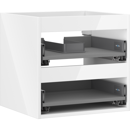Mexen Box-A corps d'armoire sous-vasque 50 cm, 2 tiroirs, blanc brillant - 91AX0-0500-470-2-00