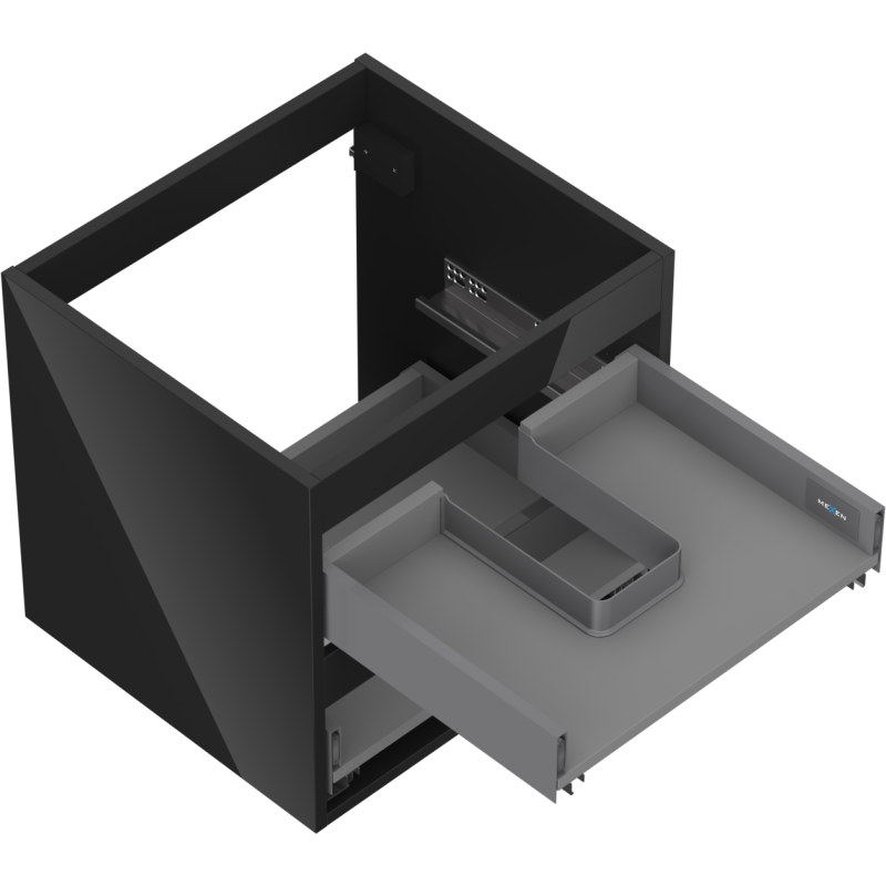 Mexen Box-A corps de meuble sous-vasque 50 cm, 2 tiroirs, noir brillant - 91AX0-0500-470-2-70