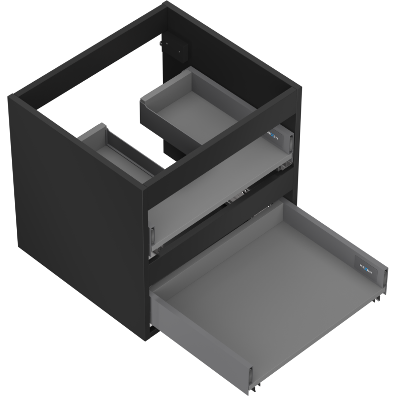 Mexen Box-A corps de meuble sous-lavabo 50 cm, 2 tiroirs, noir mat - 91AX0-0500-470-2-71